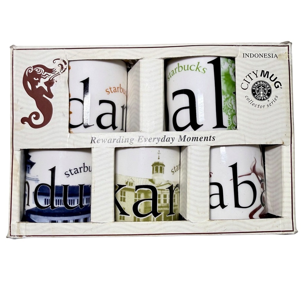 Starbucks 2005 Indonesia City Mug Collector Series Mini Mug Set of 5 NIB Y2K